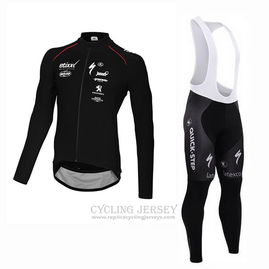 2015 Cycling Jersey Ettix Quick Step Black Long Sleeve and Bib Tight